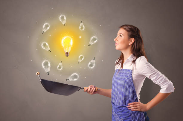 Smiling person cooking new idea concept