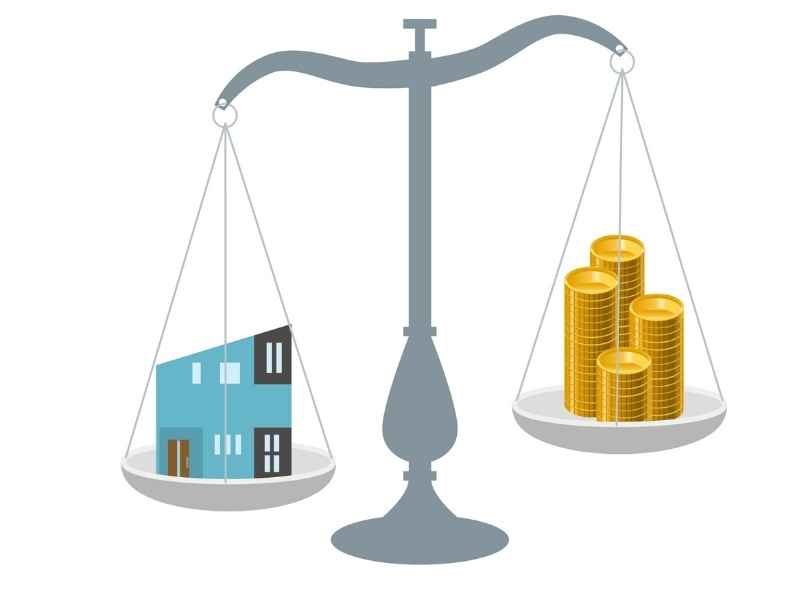 Tech Alignment: cost-versus-value concept shown as a balanced scale with coins and a home icon.
